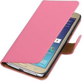 Effen Bookstyle Hoes Geschikt voor Samsung Galaxy J1 (2016) J120F Roze