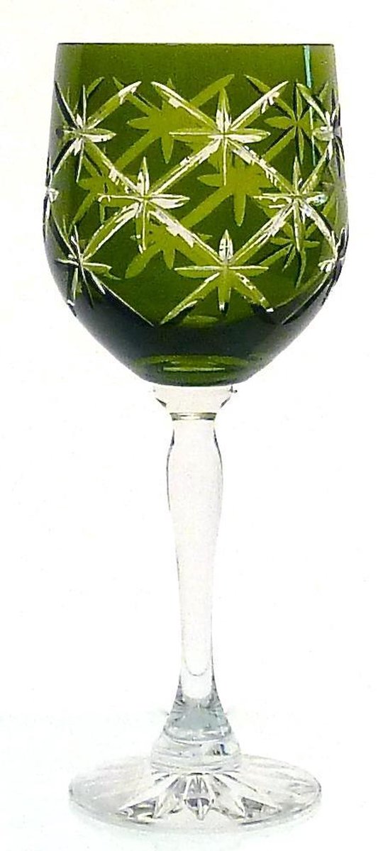 Kristallen wijnglazen - Goblet MARYS BOLD - olive green - set van 2 - gekleurd kristal