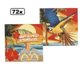 72x Servetten Beach 33 cm - Servet strand hawai tropical thema feest carnaval diner eten kerst