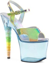 Pleaser Sandaal met enkelband, Paaldans schoenen -39 Shoes- UNICORN-711T Paaldans schoenen Blauw/Groen
