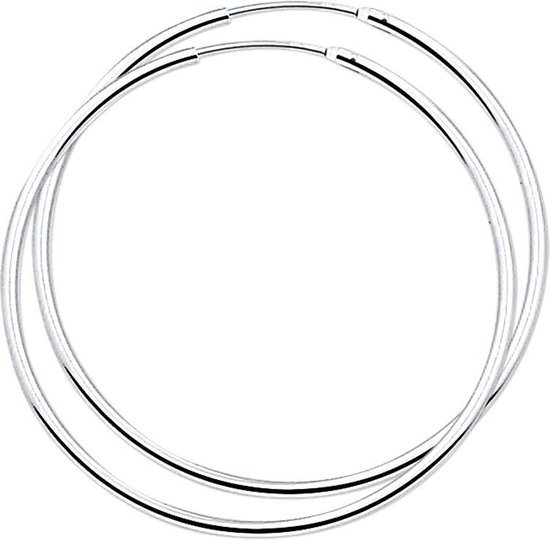 Boucles d'oreilles The Jewelry Collection Round Tube - Argent Plaqué Rhodium - 1,5 mm