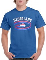 Blauw heren t-shirt Nederland L