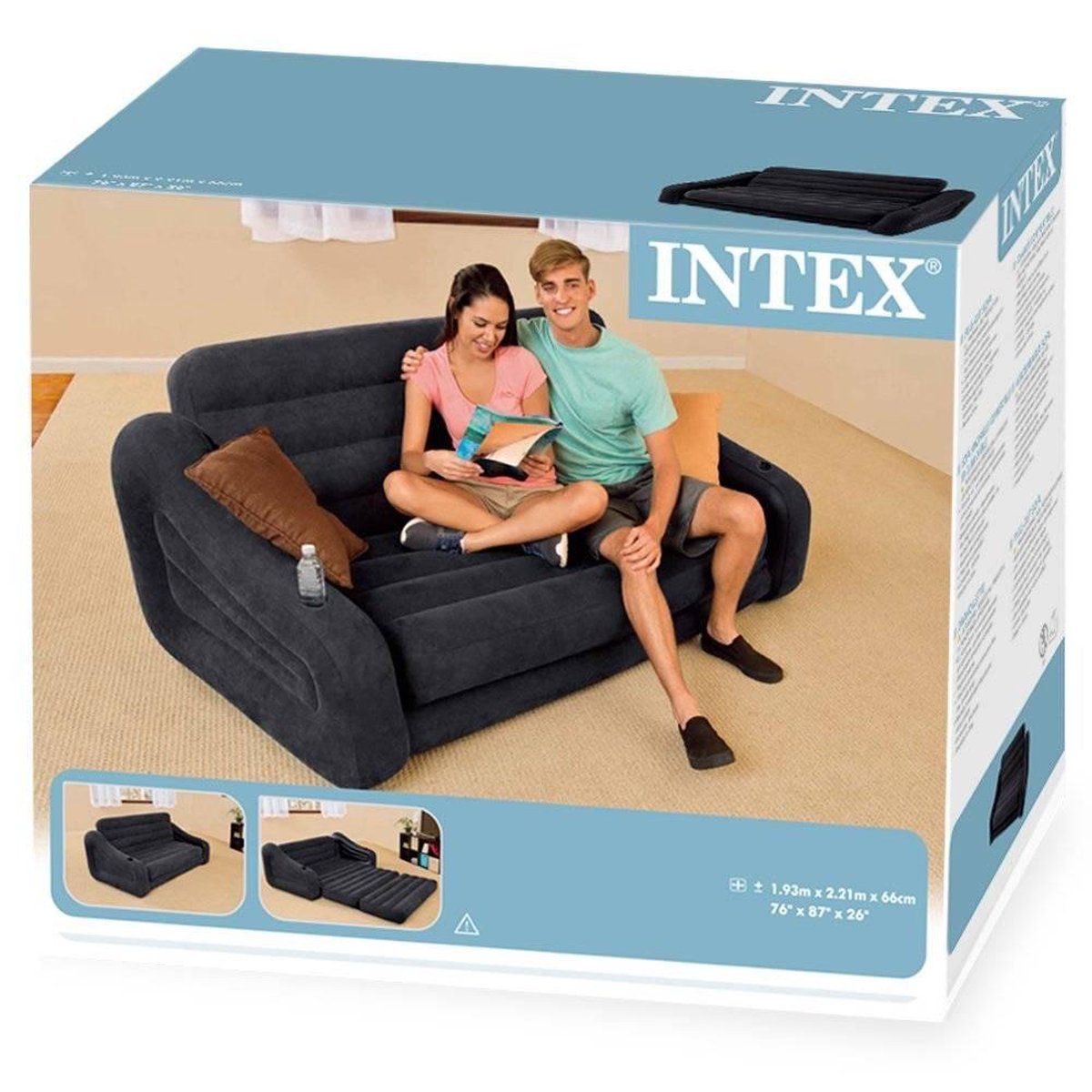 Intex Luxe Bankstel / Opblaasbare Slaapbank - 2-persoons - 221x193x66 cm |  bol.com