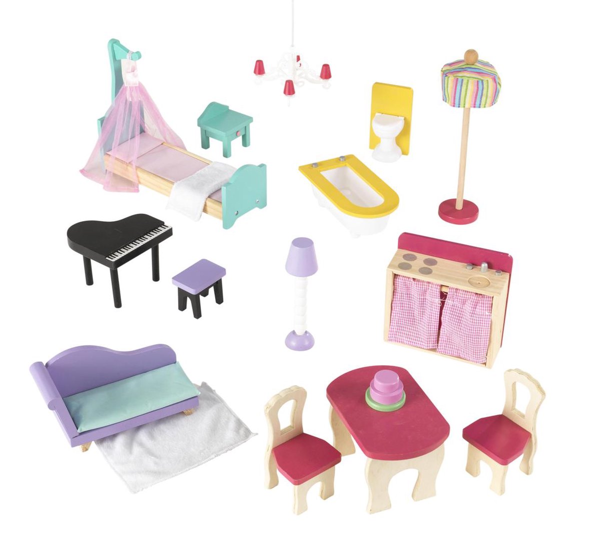 KidKraft Annabelle Poppenhuis – Groot Poppenhuis – Poppenhuis van Hout – 3 Verdiepingen, 5 Kamers & Lift – Inclusief 17 Accessoires – Voor 30 cm Barbies en Soortgelijke Poppen – Vanaf 3 jaar — afbeelding 10