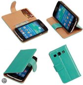PU Leder Turquoise Samsung Galaxy Core Plus Book/Wallet Case/Cover Hoesje