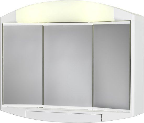 Allibert KALY - toiletkast - 3 spiegeldeuren - wit kunststof - 1 UTE (conform BEL) stopcontact - 1 verlichtingsschakelaar - 59 cm breed