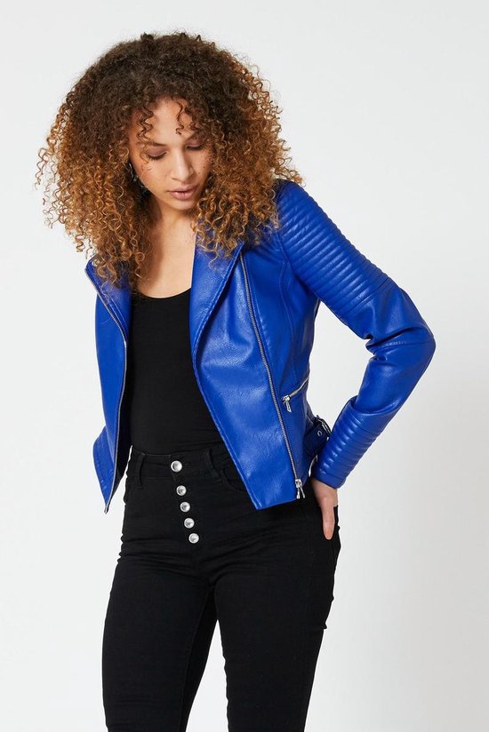 Sinewi Haas Bounty Coolcat Jas Leather look jas Kjanice - Midden Blauw - S | bol.com