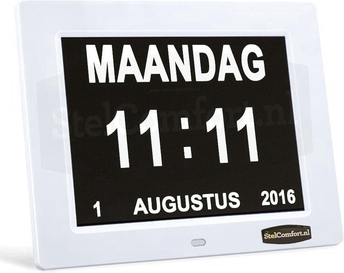 site Netelig geluk Digitale kalenderklok met dag- en datumaanduiding | bol.com