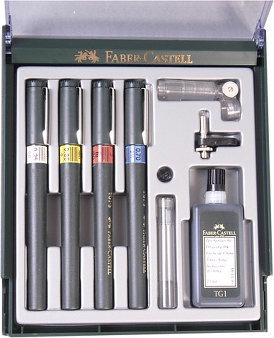 tekenpen Faber Castell TG1-S set met diverse accessoires | bol