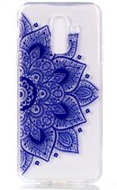 Shop4 - Samsung Galaxy A6 Plus (2018) Hoesje - Zachte Back Case Mandala Blauw