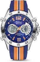 Colori Holland Sports 5 CLD133 Digitaal Horloge - Nylon Band - Ø 48 mm - Oranje / Blauw