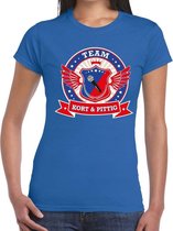 Blauw Kort en Pittig team t-shirt / t-shirt blauw dames XL