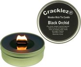 4 stuks Cracklez® Knetterende Houten Lont Geur Kaarsen in blik Black Orchid. Designer Parfum Geinspireerd. Zwart.