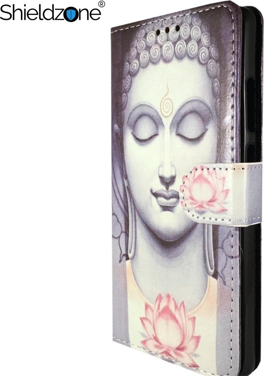 Shieldzone - Samsung Galaxy S9+ (Plus) portemonnee hoesje - boeddha lily