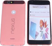 Huawei Nexus 6P, 0.35mm Ultra Thin Matte Soft Back Skin case Transparant Rood Roze