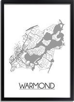 Warmond Plattegrond poster A4 + Fotolijst Zwart (21x29,7cm) - DesignClaud