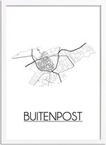 Buitenpost Plattegrond poster A4 + Fotolijst Wit (21x29,7cm) - DesignClaud