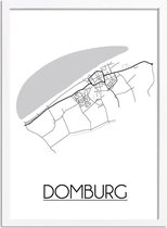 Domburg Plattegrond poster A4 + Fotolijst Wit (21x29,7cm) - DesignClaud