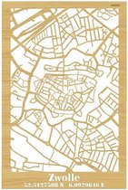 Plan de la ville Zwolle Bamboe bois - 40x60 cm - Déco maison plan de ville - Décoration murale