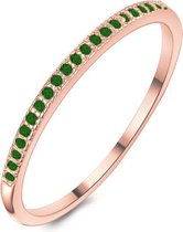 Twice As Nice Ring in rosé zilver, eternity, smaragd kleurige zirkonia 50