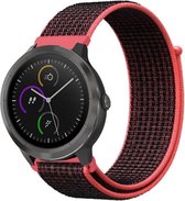 Nylon Smartwatch bandje - Geschikt voor  Garmin Vivoactive 4 nylon band - 45mm - zwart/rood - Horlogeband / Polsband / Armband