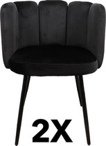Pole to Pole Velvet Eetkamerstoelen Zwart (2 Stuks) | Velvet Chairs
