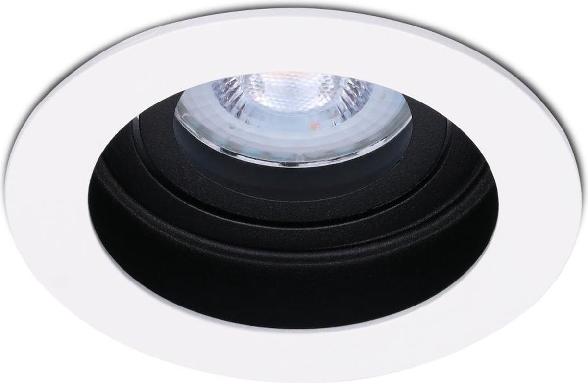 Set van 10 Nola - LED inbouwspots - lage inbouwdiepte (49mm) - 5 Watt 480Lumen - 2700K Warm wit - Dimbaar - Rond - IP65 waterdicht voor binnen, buiten en badkamer - Zwart - Led Verlichting Winkels