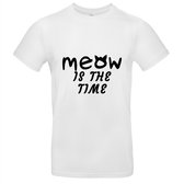 Meow is the time Heren t-shirt | katten | huisdieren | dierendag | cadeau | Wit