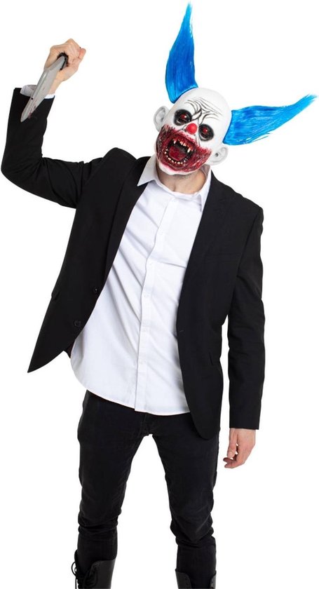 Clown masker blauw haar