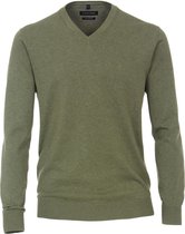 CASA MODA heren trui katoen - V-hals - army groen -  Maat: 4XL