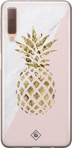 Samsung A7 2018 hoesje siliconen - Ananas | Samsung Galaxy A7 2018 case | Roze | TPU backcover transparant