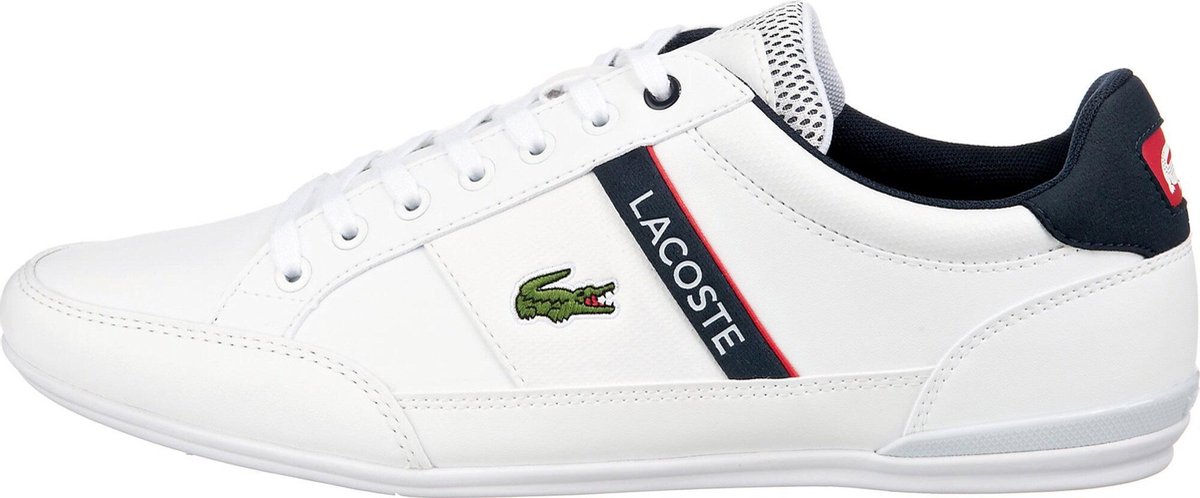 Lacoste - Heren Sneakers Chaymon White/Navy/Red - Wit - Maat 44 | bol.com