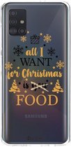 Casetastic Samsung Galaxy A51 (2020) Hoesje - Softcover Hoesje met Design - All I Want For Christmas Is Food Print