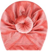 Baby Turban Velvet Donut geschikt voor 6 tot 18 maanden Coral