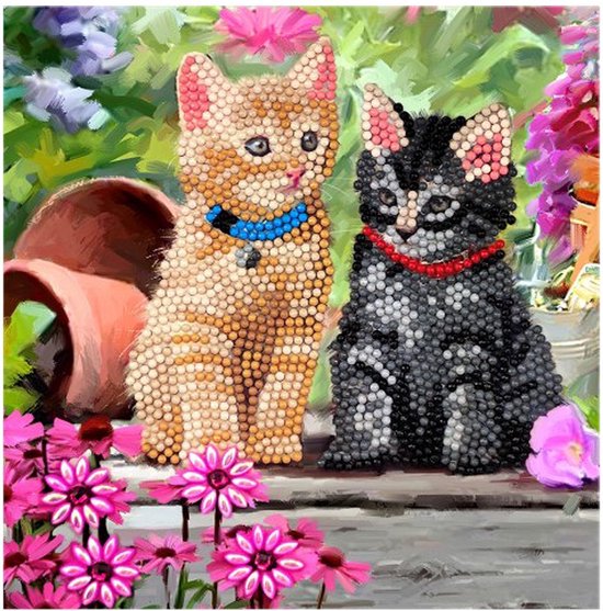 Crystal Card kit diamond painting Cat Friends 18 x 18 cm