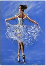 Schilderij Ballerina, 4 maten, blauw-wit-bruin