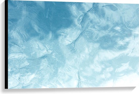 Canvas  - Blauw/Witte Vlekken - 90x60cm Foto op Canvas Schilderij (Wanddecoratie op Canvas)