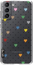 Casetastic Samsung Galaxy S21 4G/5G Hoesje - Softcover Hoesje met Design - Pin Point Hearts Transparent Print
