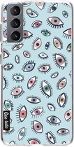 Casetastic Samsung Galaxy S21 4G/5G Hoesje - Softcover Hoesje met Design - Eyes Blue Print