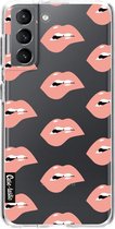 Casetastic Samsung Galaxy S21 4G/5G Hoesje - Softcover Hoesje met Design - Lips everywhere Print