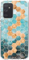 Casetastic Samsung Galaxy A52 (2021) 5G / Galaxy A52 (2021) 4G Hoesje - Softcover Hoesje met Design - Honeycomb Art Blue Print