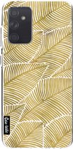 Casetastic Samsung Galaxy A72 (2021) 5G / Galaxy A72 (2021) 4G Hoesje - Softcover Hoesje met Design - Tropical Leaves Gold Print