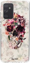 Casetastic Samsung Galaxy A52 (2021) 5G / Galaxy A52 (2021) 4G Hoesje - Softcover Hoesje met Design - Flower Skull Print