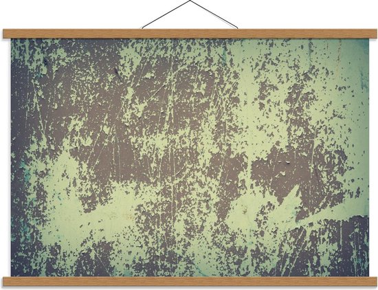 Schoolplaat – Groen met Grijze Muur - 90x60cm Foto op Textielposter (Wanddecoratie op Schoolplaat)