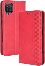 Vintage Book Case - Samsung Galaxy A12 Hoesje - Rood