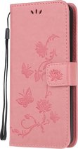 Samsung Galaxy S21 Ultra Hoesje - Bloemen Book Case - Pink