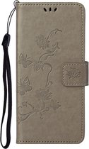 Samsung Galaxy S21 Hoesje - Coverup Bloemen & Vlinders Book Case - Grijs