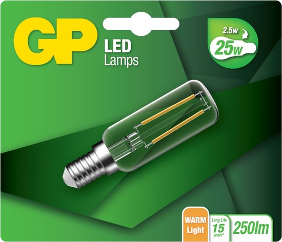 Ampoule de hotte GP LED E14 2.5W tube 250Lm LED 085522