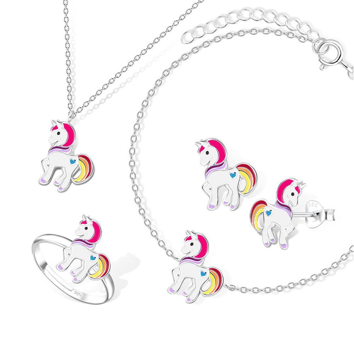 Cadeau tip meisje | Complete sieraden set eenhoorn | Zilveren ring,  kinderoorbellen,... | bol.com