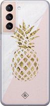 Samsung S21 hoesje siliconen - Ananas | Samsung Galaxy S21 case | Roze | TPU backcover transparant